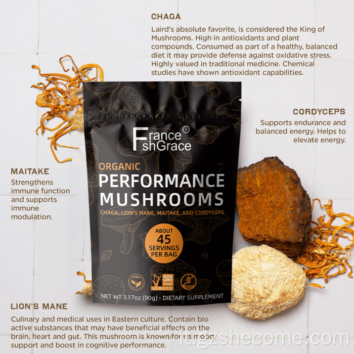 Estratti vegetali di funghi biologici Performance